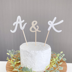 ケーキトッパー（グリッター）/〈ペア〉イニシャルset　& ハート　記念日　wedding ウェディング　お祝い 7枚目の画像