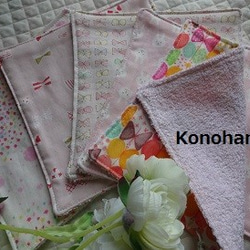 miniハンドタオル2★5枚セット　ピンク柄＾＾　お花　 リボン 2枚目の画像