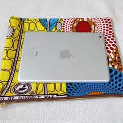※再版※アフリカ布 青いカラー クラッチバック　化粧ポーチiPad ケース 8枚目の画像