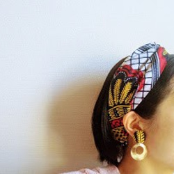 アフリカ布のクロスヘアターバン＆イヤリングセットエキゾチック 7枚目の画像