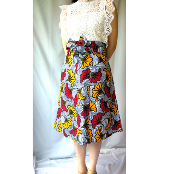 アフリカ布　世界に一つだけ！ウエディングブーケのスカート 7枚目の画像