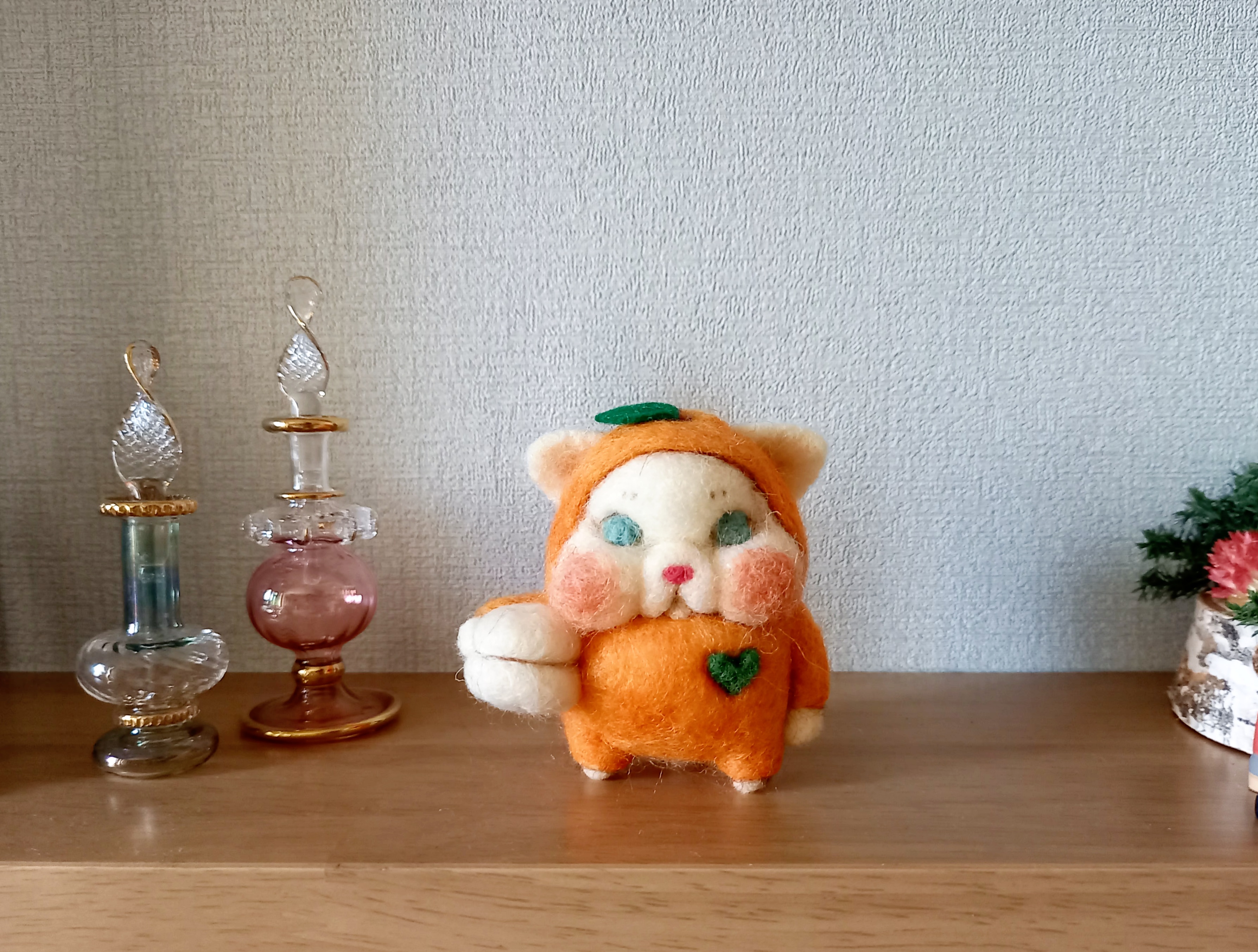 一体型　白猫みかん ねこ鏡餅