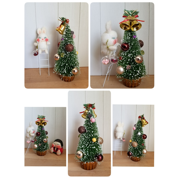 《あずき様オーダー》うさぎさんのクリスマスツリー飾り、ムム娘ちゃん、ブサネコさんのしめ縄 3枚目の画像