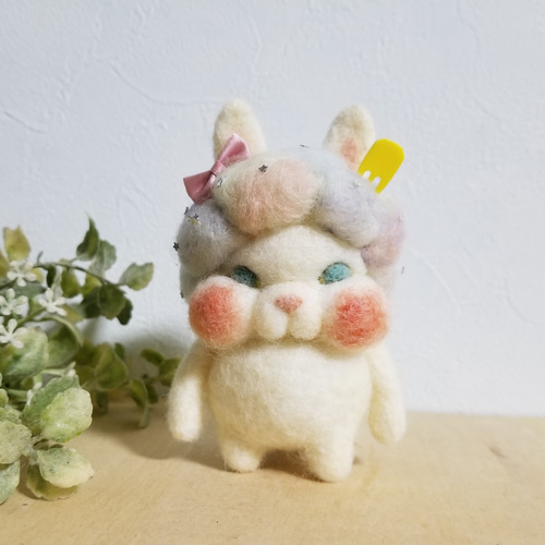ゆめかわアフロのうさぎさん 羊毛フェルト mokochico ﾓｺﾁｺ 通販