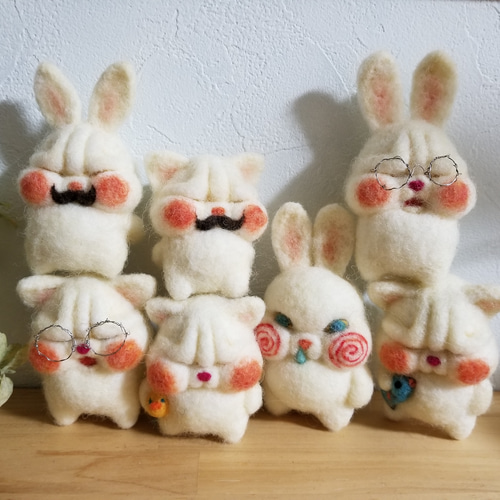 なるとほっぺの鼻たらしうさぎさん 羊毛フェルト mokochico ﾓｺﾁｺ 通販