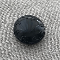 チェコ　ヴィンテージ　ガラスボタン　ブラック　27mm 1個 [B20-26] 2枚目の画像