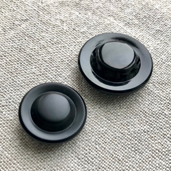 チェコ　ヴィンテージ　ガラスボタン　ブラック　2個セット [B20-32] 1枚目の画像