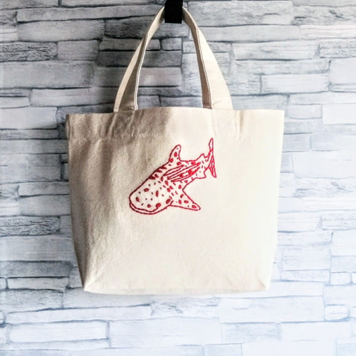 手刺繍ハンドメイドミニトート　　タブレットが入る大きさ ハンドメイド刺繍手提げバッグ 2-9 | zakka hanon