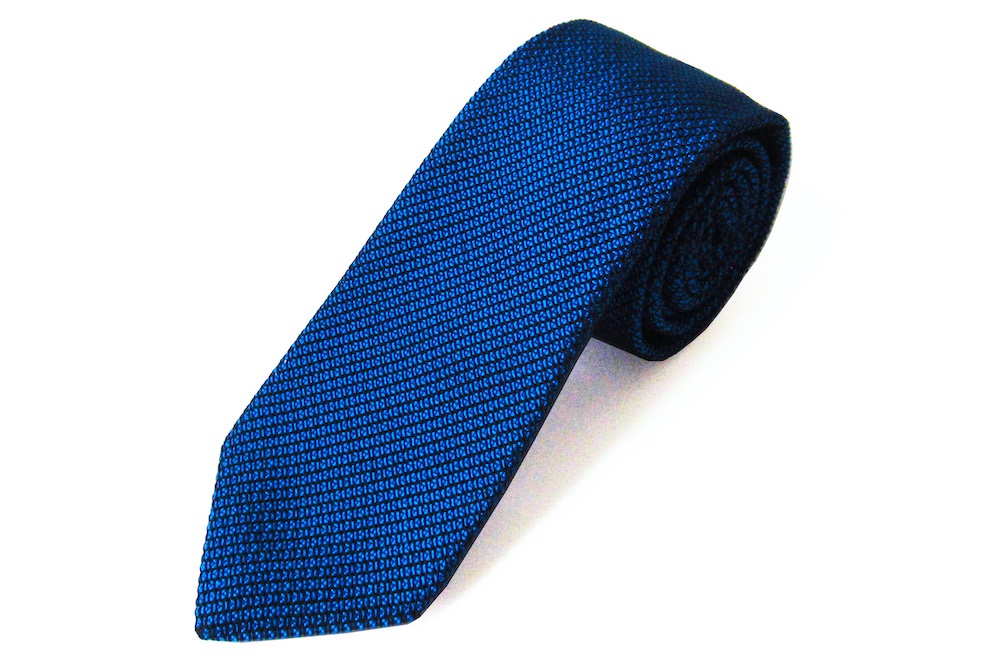 京都　手織りシルクネクタイ(丹後ブルー)