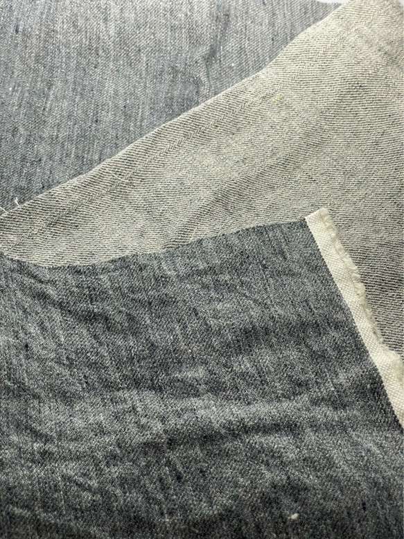 リネン１００%の遠州織物　「遠州の麻　デニム風TOP染め無地〈幅120㎝×２m〉」 3枚目の画像