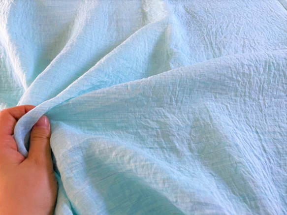 リネンラミーの遠州織物　「遠州の麻　 ラミーTOP染め × ブルー〈幅125㎝×2.8m〉」 4枚目の画像