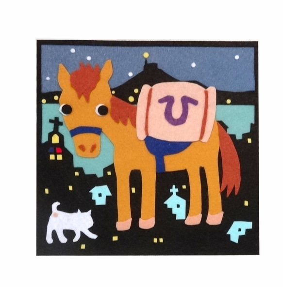 ハンドクラフト/フェルト/「坂の街・長崎と荷運び馬」 3枚目の画像