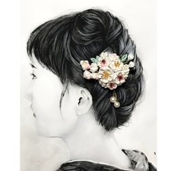 つまみ細工 花サンザシのヘアクリップ 4枚目の画像