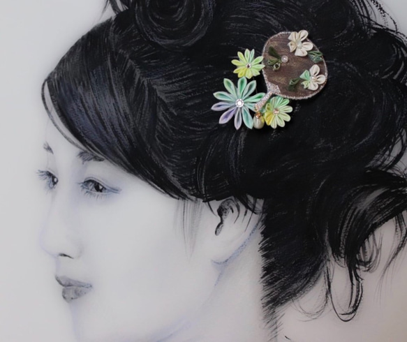 つまみ細工　祇園の夏風　簪（白花） 6枚目の画像