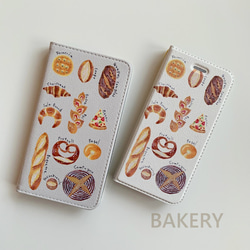 【BAKERY手帳】パンが大好き♪フラップ無し手帳型スマホケース 1枚目の画像