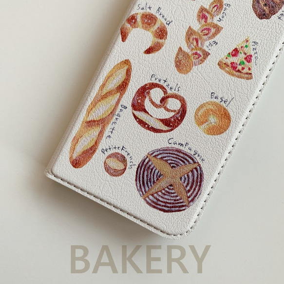 【BAKERY手帳】パンが大好き♪フラップ無し手帳型スマホケース 6枚目の画像