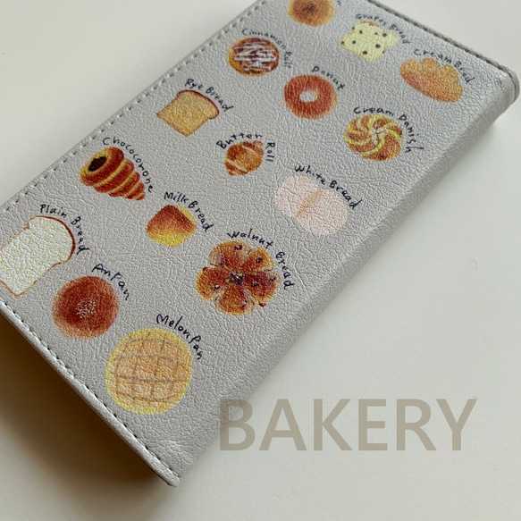 【BAKERY手帳】パンが大好き♪フラップ無し手帳型スマホケース 4枚目の画像