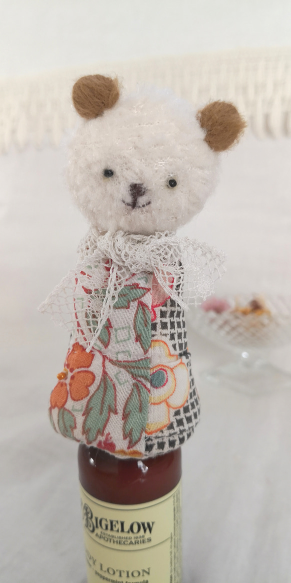 Sold out *アンティークキルトのフィンガーパペット  Bear * hana 3枚目の画像