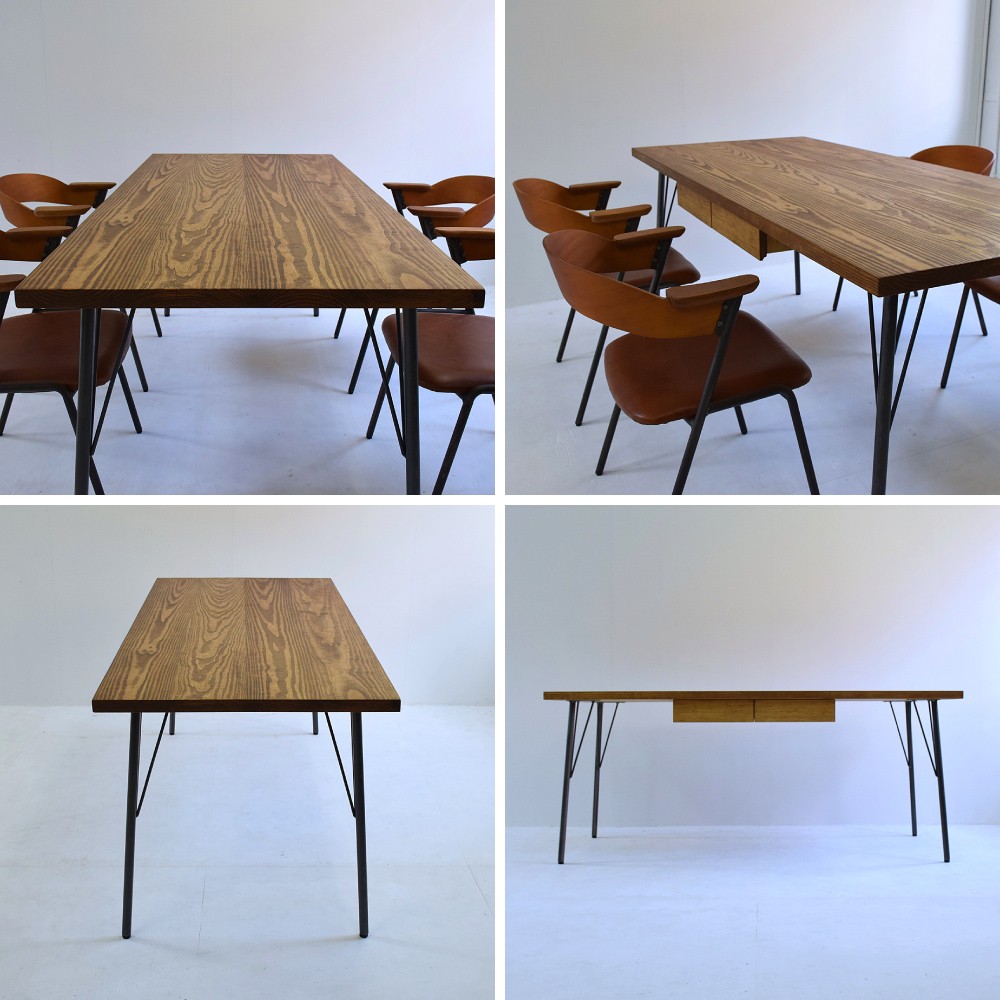150×80cm アイアン ダイニングテーブル 引き出し4杯 Dt-ir-d-150 150×80cm アイアン ダイニングテーブル 引き出し4杯 Dt-ir-d-150