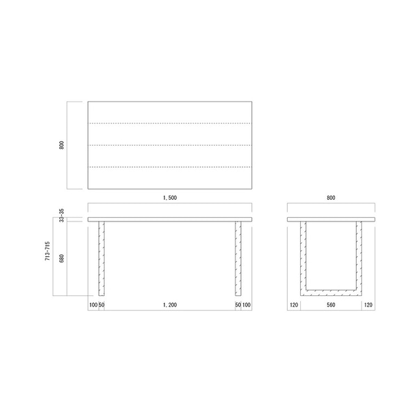 150×80cm アイアン ダイニングテーブル Dt-ir-square-150 5枚目の画像