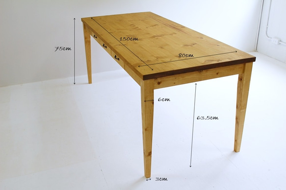 150×80cm ダイニングテーブル 引き出し6杯　DT-S-D-150 3枚目の画像