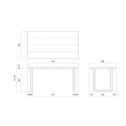 120×80cm アイアン ダイニングテーブル Dt-ir-square-120 5枚目の画像