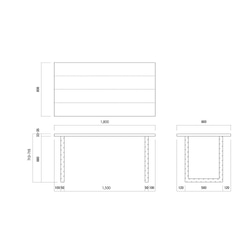 180×80cm アイアン ダイニングテーブル Dt-ir-square-180 5枚目の画像