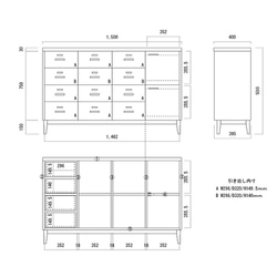 【受注製作】幅150cm 引き出し収納 DR150-2 5枚目の画像