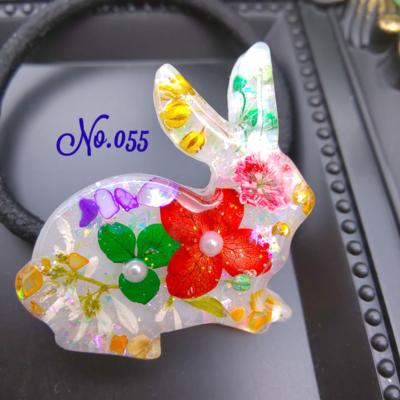 新作☆レジンヘアゴム 紫陽花とうさぎ 紫陽花とひまわり うさぎちゃん