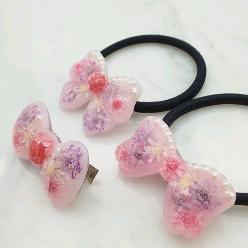 ୨୧⋆*ぷっくらリボンエレガントフラワーレジンヘアゴム୨୧⋆*ブラウン系 ୨୧⋆*ぷっくらリボンエレガントフラワーレジンヘアゴム୨୧
