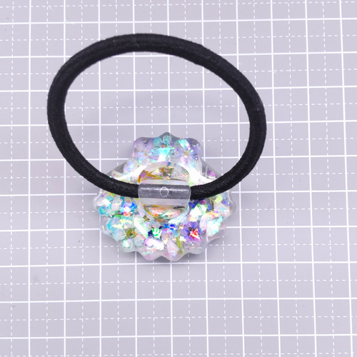 ♡ホタテ♡ヘアゴム レジン ユーフォルビア 金魚 押し花 ヘアゴム