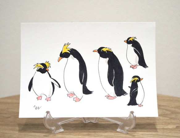 手描きペンギン絵画B4サイズ