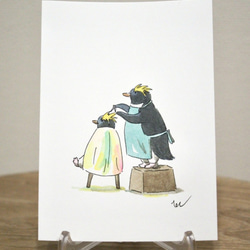 原画イラスト/ポストカード/サラリーマンペンギン3枚セット イラスト