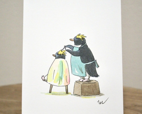 原画イラスト/ポストカード/サラリーマンペンギン3枚セット イラスト