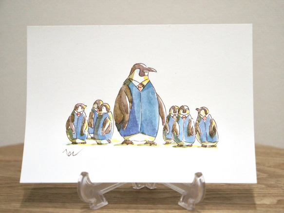原画イラスト/ポストカード/サラリーマンペンギン3枚セット 3枚目の画像