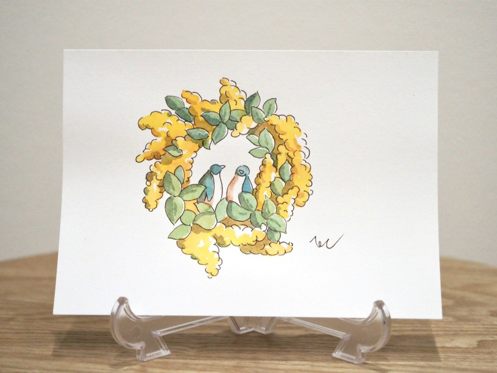 ◾️美品◾️ 〈聾唖漫画家〉咲花洋一の筆ペン入り絵画ポストカード(レア品) ◾️美品◾️ 〈聾唖漫画家〉咲花洋一の筆ペン入り絵画ポスト