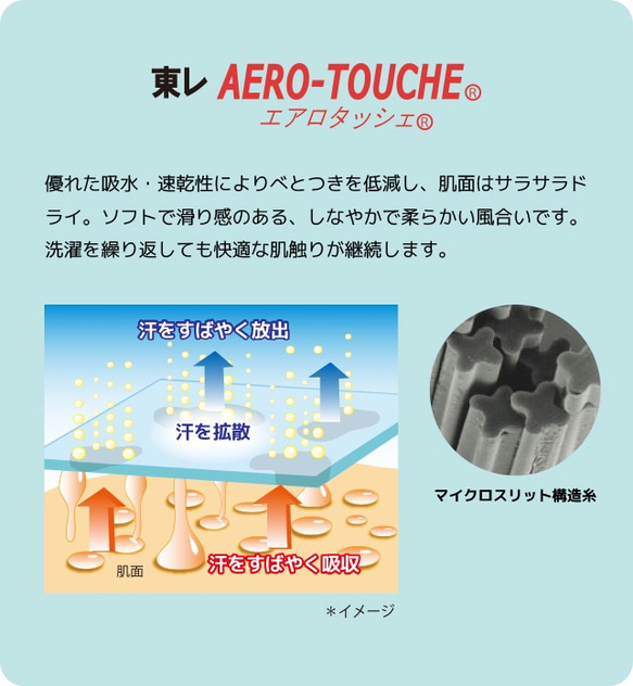 息がしやすい　サークルレース　裏地は東レエアロタッシェ  優れた吸水・速乾性　サラサラドライ 6枚目の画像