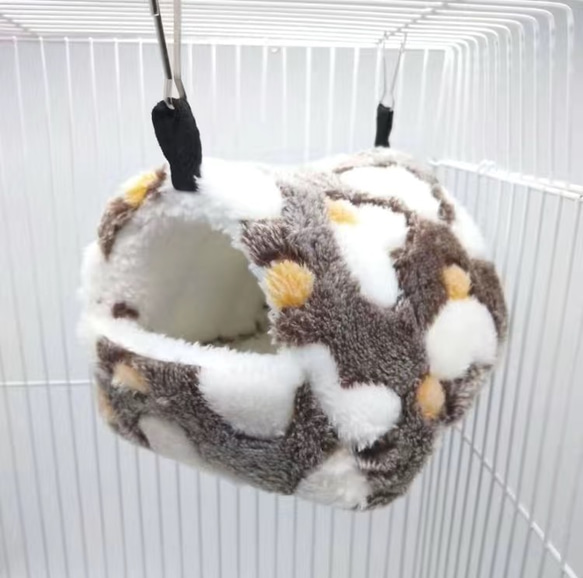 モコモコバードテント 巣箱型 1つ穴 ベッド ハムスター 小動物 三角 インコ 小桜インコ セキセイインコ  小鳥 4枚目の画像