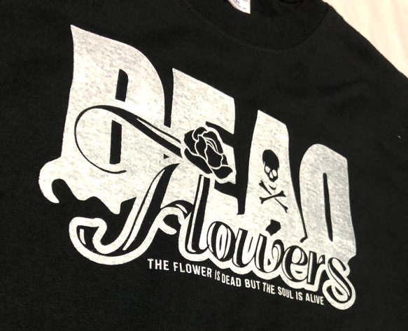 Flowers Tシャツ ブラック ホワイト【U-7CLB】 4枚目の画像