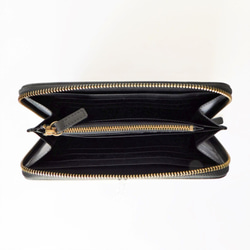 本革セパレート長財布(W1#ブラック)｜キップスキンのコンパクト財布付き 2枚目の画像