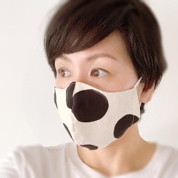 ☆送料無料☆　呼吸がしやすい夏マスク　maru　綿麻シーチング+Wガーゼ Mサイズ 4枚目の画像
