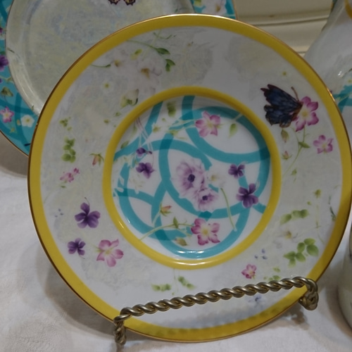 ポーセラーツ バタフライ×お花 食器・ティーセット ⭐ポット 1つ