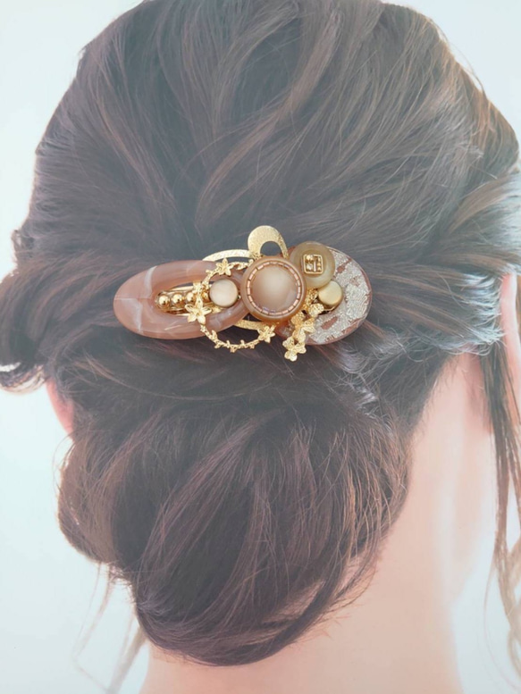 コレットマルーフ　バレッタ　ピンクゴールド コレットマルーフ ロングバレッタ バイカラー ピンク ゴールド