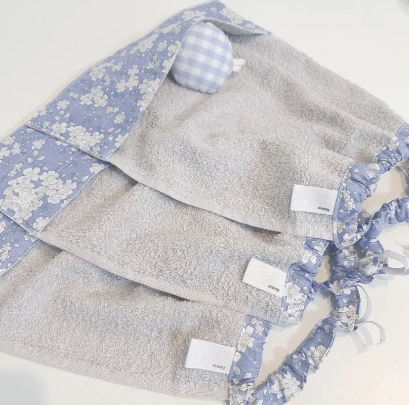 ボタンでポケットがひらく♪タオルエプロン