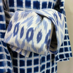 インドコットンの半幅帯　紺系絣花柄　浴衣や夏着物にも 4枚目の画像