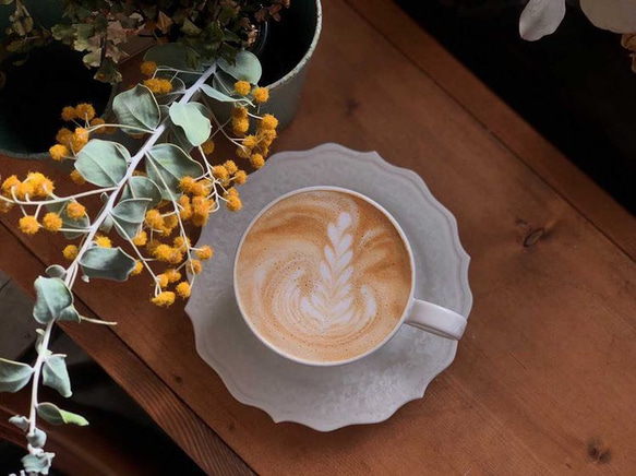 亜鉛結晶釉　カップ&ソーサー（雪の華） 2枚目の画像