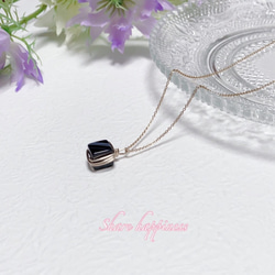 輝く天然石☆14KGF ストライプ オニキス キューブ ネックレス