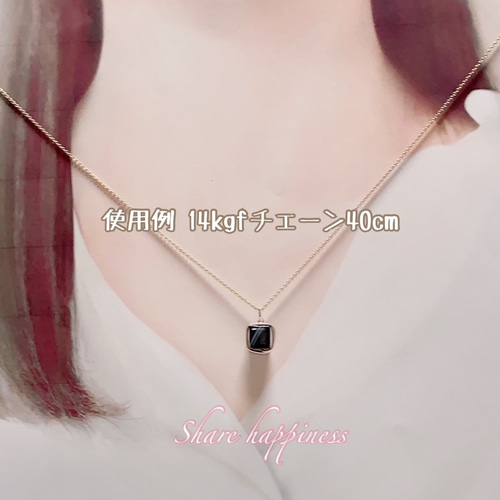 輝く天然石☆14KGF ストライプ オニキス キューブ ネックレス