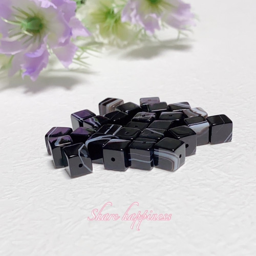 輝く天然石☆14KGF ストライプ オニキス キューブ ネックレス