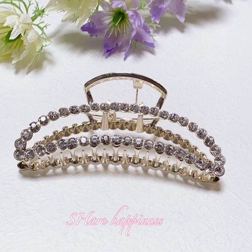 ラインストーン付きヘアクリップ ラインストーン ヘアクリップ2個セット cha25s035-ファッション